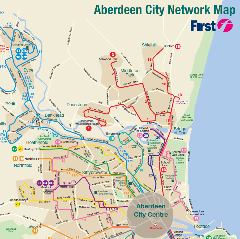 Aberdeen Network Map 2024 First Bus